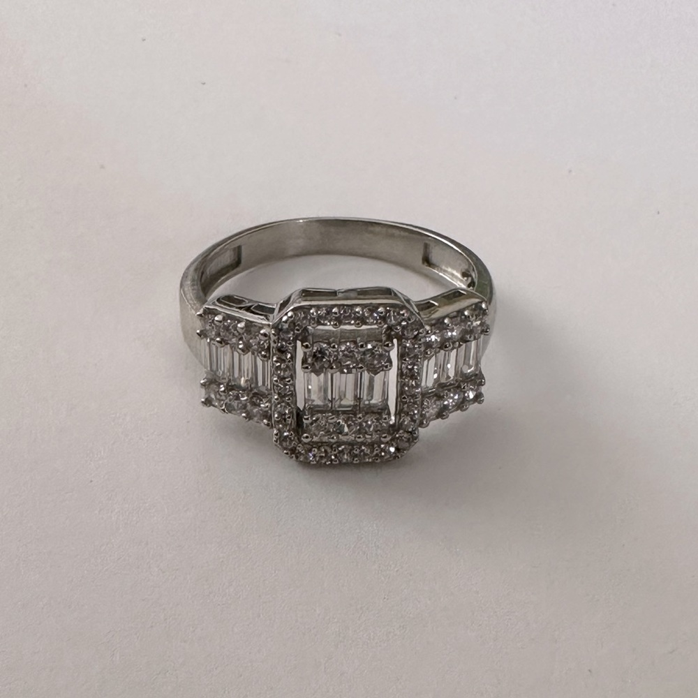 925 Silver baguette cubic zirconia cz ring trending round and rectangle shape